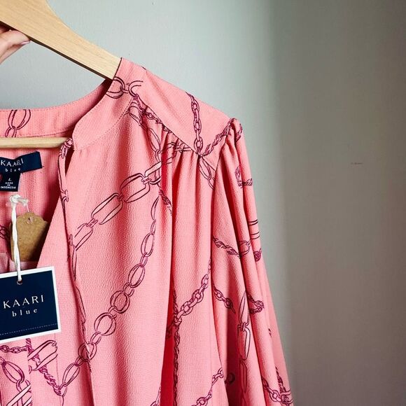 NWT Kaari Blue London Calling Blush Chain Long Sleeve Mini Dress – Large - Picture 8 of 10